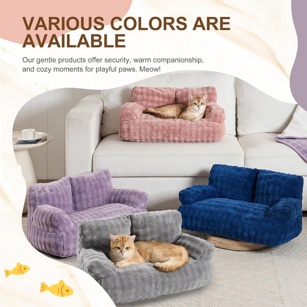 Cat Couch Bed, Cute Pet Sofa for Indoor Cats, 26"X15", Grey | Soft Pet Couch for Kittens Puppies, Small Dog Sofa Bed, Removable Washable Cover7