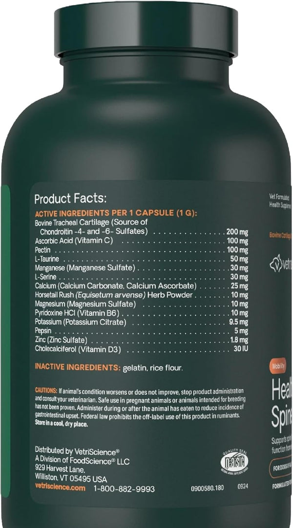 Vetriscience Healthy Spine & Disc Easy-Open Capsules, Back and Spinal Support Chondroitin and Taurine Supplement for Dogs, Perfect for Dachshunds, Corgis, Frenchies, Basset Hounds & More, 180 Count13