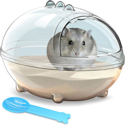 Lazyyzal Hamster Bathroom,Hamster Bathtub Box,Dust Bath for Hamster,Hamster Sand Bath Container,Hamster Bath,Hamster Bathing Bowl,Transparent Hamster Bathtub Toilet for Hamster Accessories (S)1