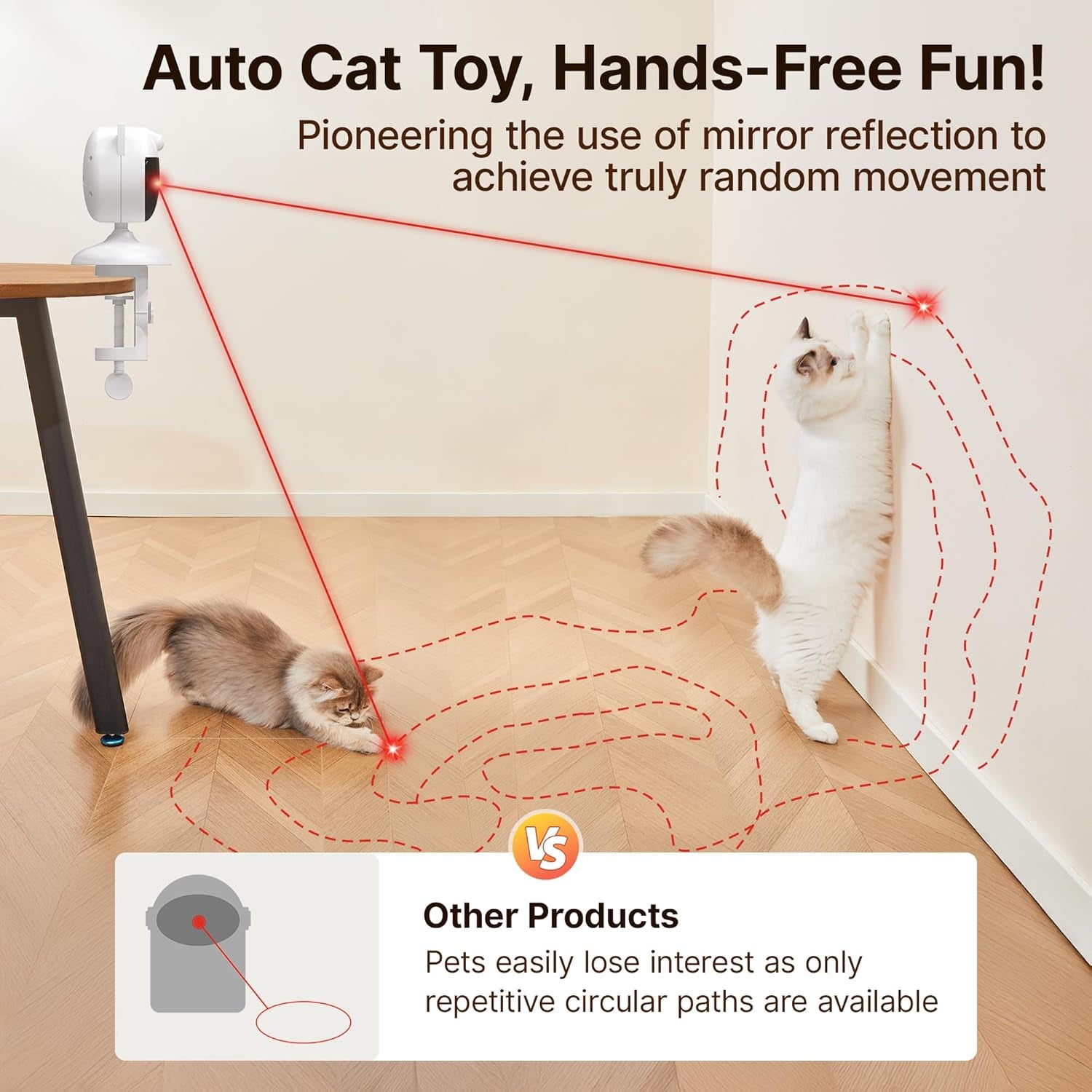 potaroma-smart-sensor-cat-laser-toys-interactive-motion-activated-truly-random-trjajectory-clamp-design-automatic-chargeable-kitten-toy-indoor-exercise-cream-white-motion-activated-truly-random-trjajectory-clamp-design-automatic-chargeable-kitten-toy-indoor-exercise-cream-white