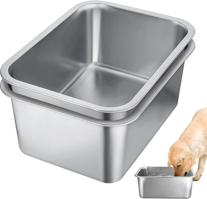 2 Pcs 4 Gallons Extra Large Dog Water Bowl - Durable Reusable Stainless Steel Dog Bowl, High Capacity Water and Food Bowls for Household with Multiple Large Dogs Indoor Outdoor8