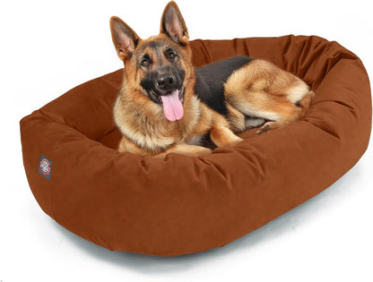 Majestic Pet 32 Inch Suede Calming Dog Bed Washable – Cozy Soft round Dog Bed with Spine Support for Dogs to Rest Their Head - Fluffy Donut Dog Bed 32X23X7 (Inch) - round Pet Bed Medium – Sage51