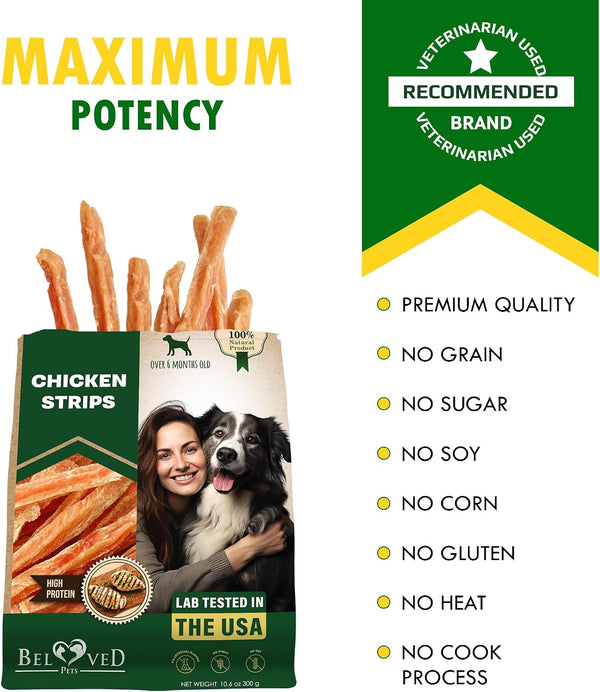 Beloved Pets Dog Chicken Treats Jerky Strips 10.6 Oz - Human Grade Meat Sticks - Natural Pet Dried Snacks Rawhide - Free - Long Lasting Chews for Large & Small Dogs7