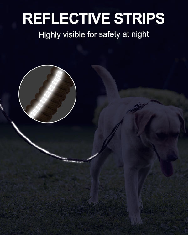 Joytale Tactical Bungee Dog Leash, Shock Absorbing No Pull, Coyote Brown | for Large Dogs That Pull, 2 Padded Handles for Control, Car Seatbelt Clip, Reflective for Night Safety, Metal Frog Clip6