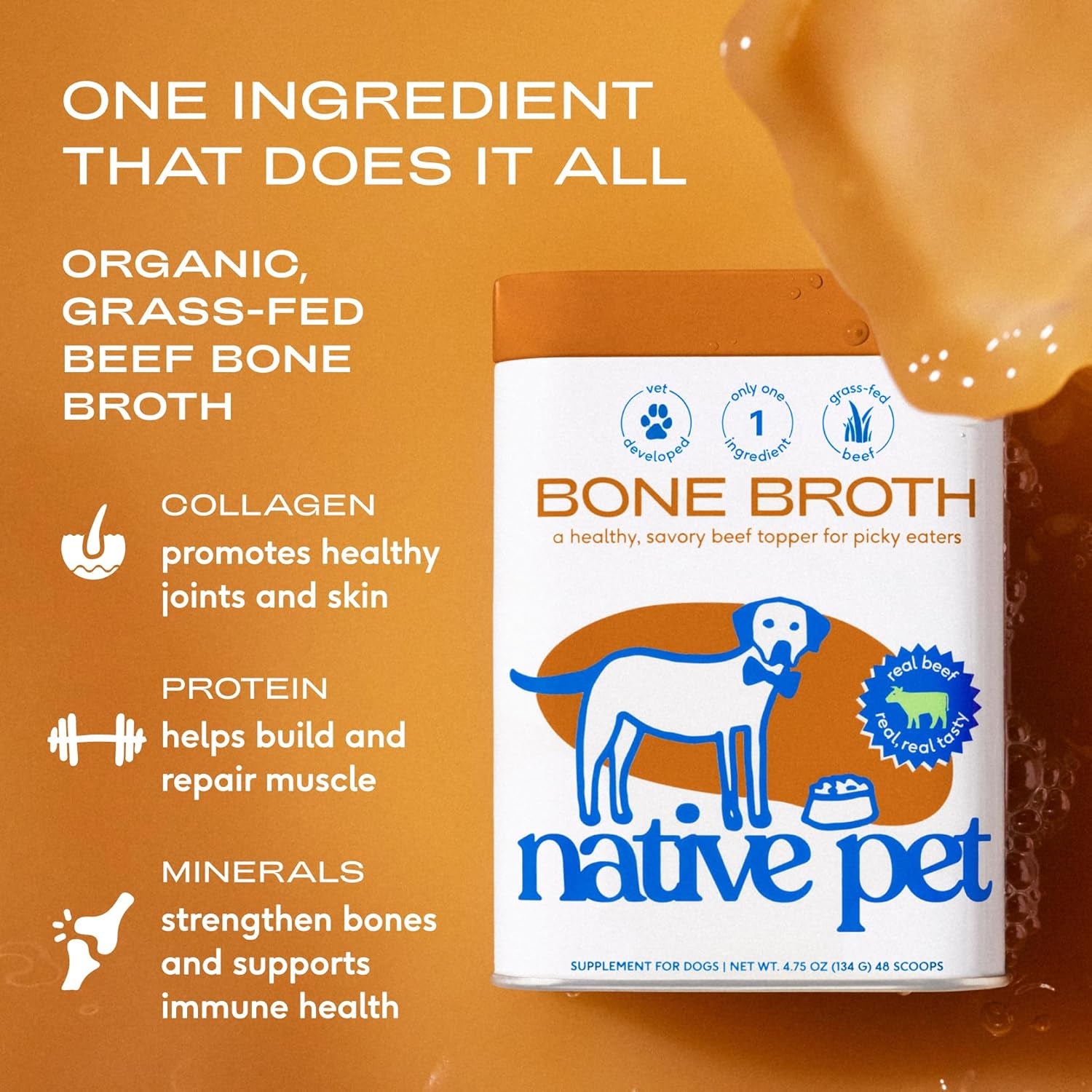 native-pet-bone-broth-for-dogs-made-with-real-beef-bone-broth-dog-food-toppers-for-picky-eaters-provides-extra-hydration-nutrition-for-joint-strength-immunity-heart-health-48-scoops