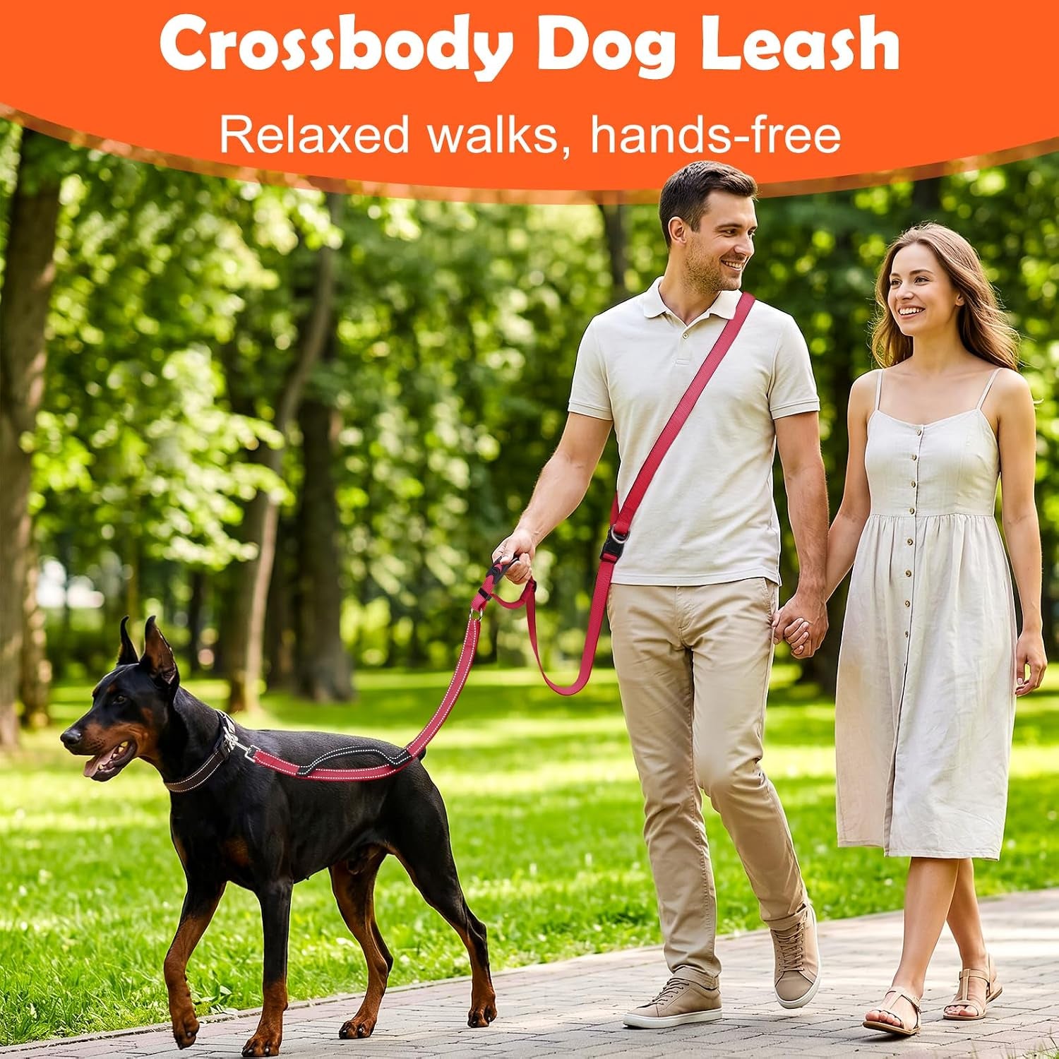 xiaz-hands-free-dog-leash-versatile-crossbody-dog-leash-5-9-7-9-ft-waist-belt-with-double-handles-for-small-medium-and-large-dogs-walking-running-and-jogging-red
