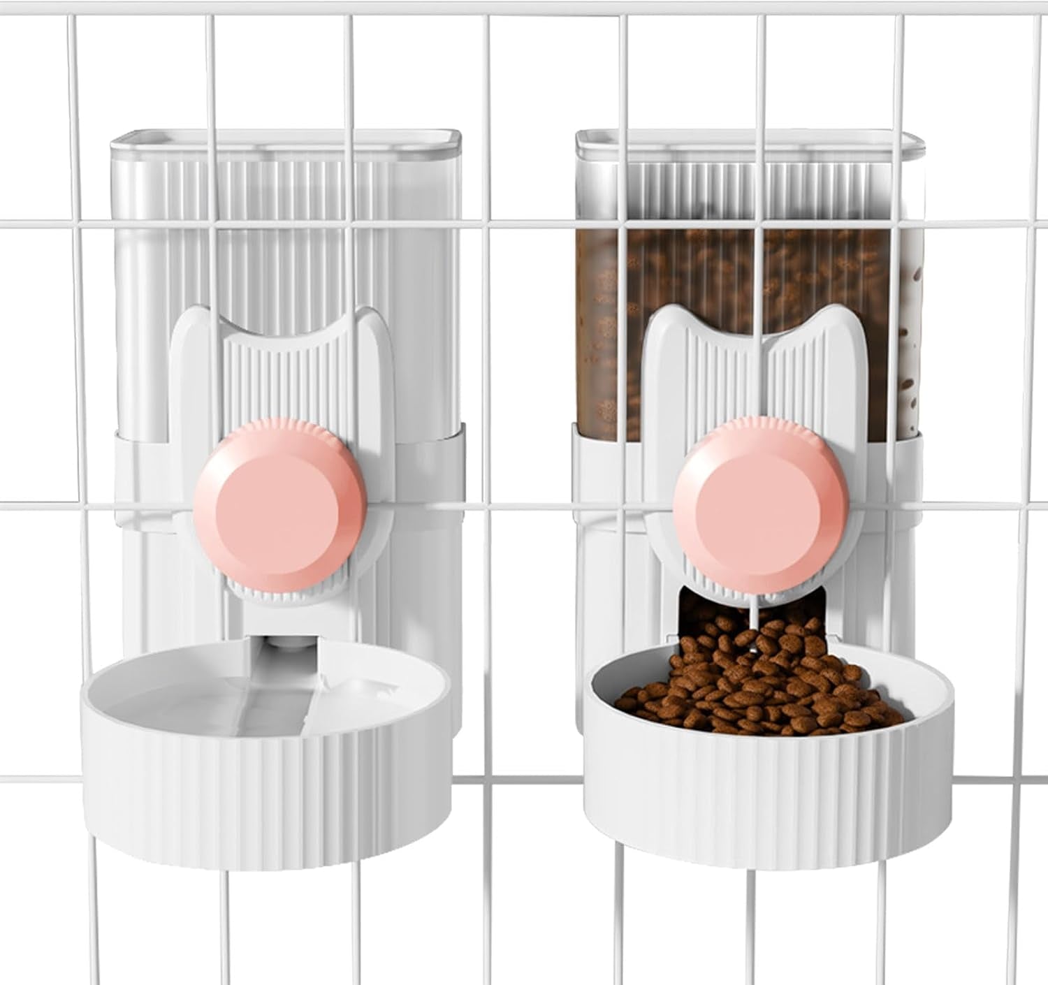 hanging-cage-automatic-small-pet-food-bowl-water-bottle-dispenser-1l-auto-gravity-pet-feeder-and-waterer-set-kennel-feeding-station-crate-feeder-dish-for-rabbit-puppy-cats-ferret-grey