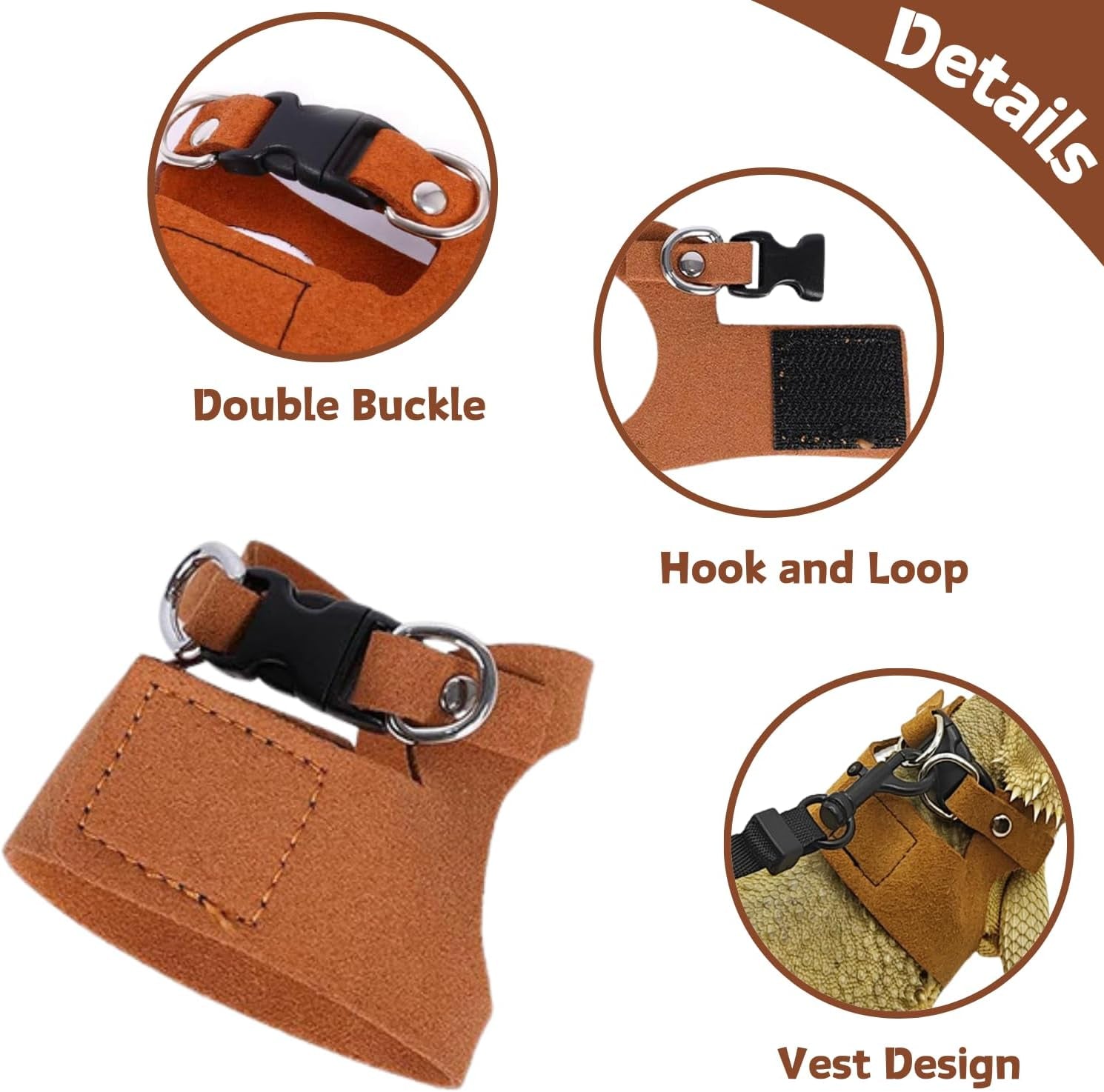 3-pack-bearded-dragon-harness-and-leash-set-adjustable-soft-leather-lizard-harness-leash-small-animal-traction-rope-training-walking-vest-accessories-for-reptile-squirrel-rat-brown