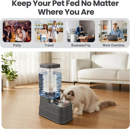Automatic Dog Water Dispenser Gravity Stainless Steel Water Feeder Cat Waterer Feeder with Wide Mouth Bowl for Small Medium Dog Puppy Kitten (Filter &Ice Pack Included) 2.2Gallon Gray2