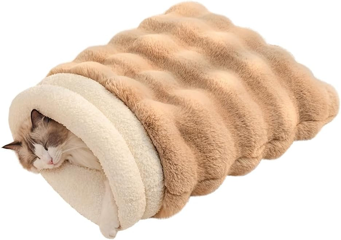 somahe-cat-sleeping-bag-for-indoor-cats-faux-fur-pet-cave-bed-burrow-nest-reversible-plush-snuggle-sack-portable-foldable-mat-machine-washable-anti-static-21-7x17-7grey