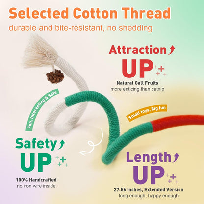 TEAWOO Cat Toys Chew Ropes 3Pcs with Natural Catnip, Safe Teeth Cleaning Toy for Indoor Kittens, Interactive Cat Kitty Toys for All Breeds (27.56 Inches, 3 Bags of Catnip Included)3