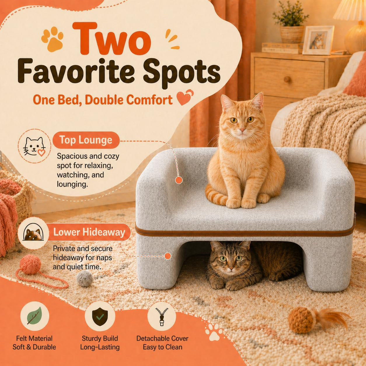 large-cat-bed-for-indoor-cats-2-tier-cat-cave-bed-with-top-lounge-lower-hideaway-washable-pet-felt-cat-sofa-for-living-room-bedroom-apartment-scratch-friendly-cat-furniture-light-gray