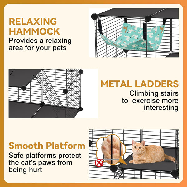 VISCOO Cat Cage(For Kitten), 3-Tier DIY Catio Cat Enclosures, 24"X16"X 36" | Cat Playpen Indoor & Outdoor with Hammock, Detachable Metal Wire Cats Crate, Exercise Place for Squirrel, Ferret4