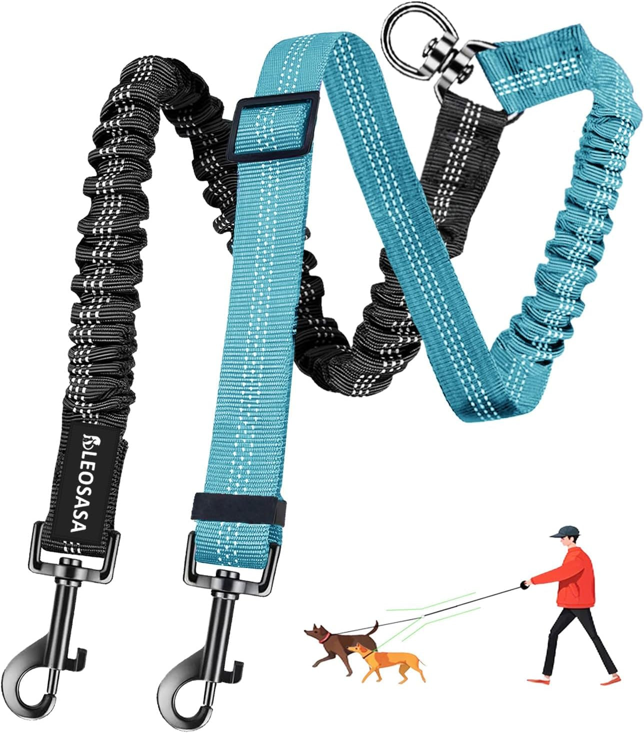 double-dog-leash-360-swivel-tangle-free-splitter-attachment-2-dogs-multi-functional-leashes-dual-rope-for-outdoor-walk-train-small-medium-large-two-pet-pink