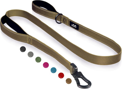 Twoear 6FT 1IN Strong Blue Dog Leash with 2 Padded Handles, Traffic Handle Extra Control, Comfortable Soft Dual Handle, Auto Lock Hook, Reflective Walking Lead for Small Medium and Large Dogs10