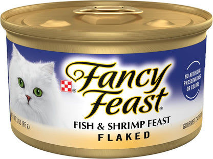 Purina Fancy Feast Wet Cat Food Flaked Fish and Shrimp Feast - (Pack of 24) 3 Oz. Cans1