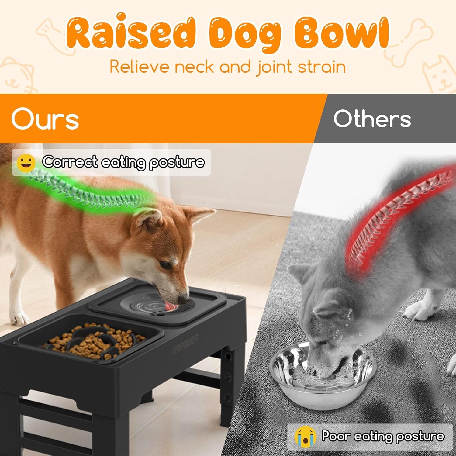 urpower-2-in-1-elevated-slow-feeder-dog-bowls-with-no-spill-water-bowl-4-height-adjustable-raised-dog-bowls-non-slip-food-and-water-bowls-with-stand-for-small-medium-large-dogs-cats-and-pets