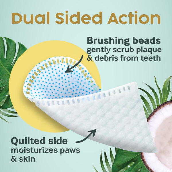 Cocopup Dog & Cat Dental Wipes, Coconut Oil Finger Toothbrush Cleaner | Coconut Oil-Infused Finger Wipes for Dogs and Cats; Helps Clean Teeth, Freshen Breath, and Wipe Ears, Nose, Paws, and Fur.6