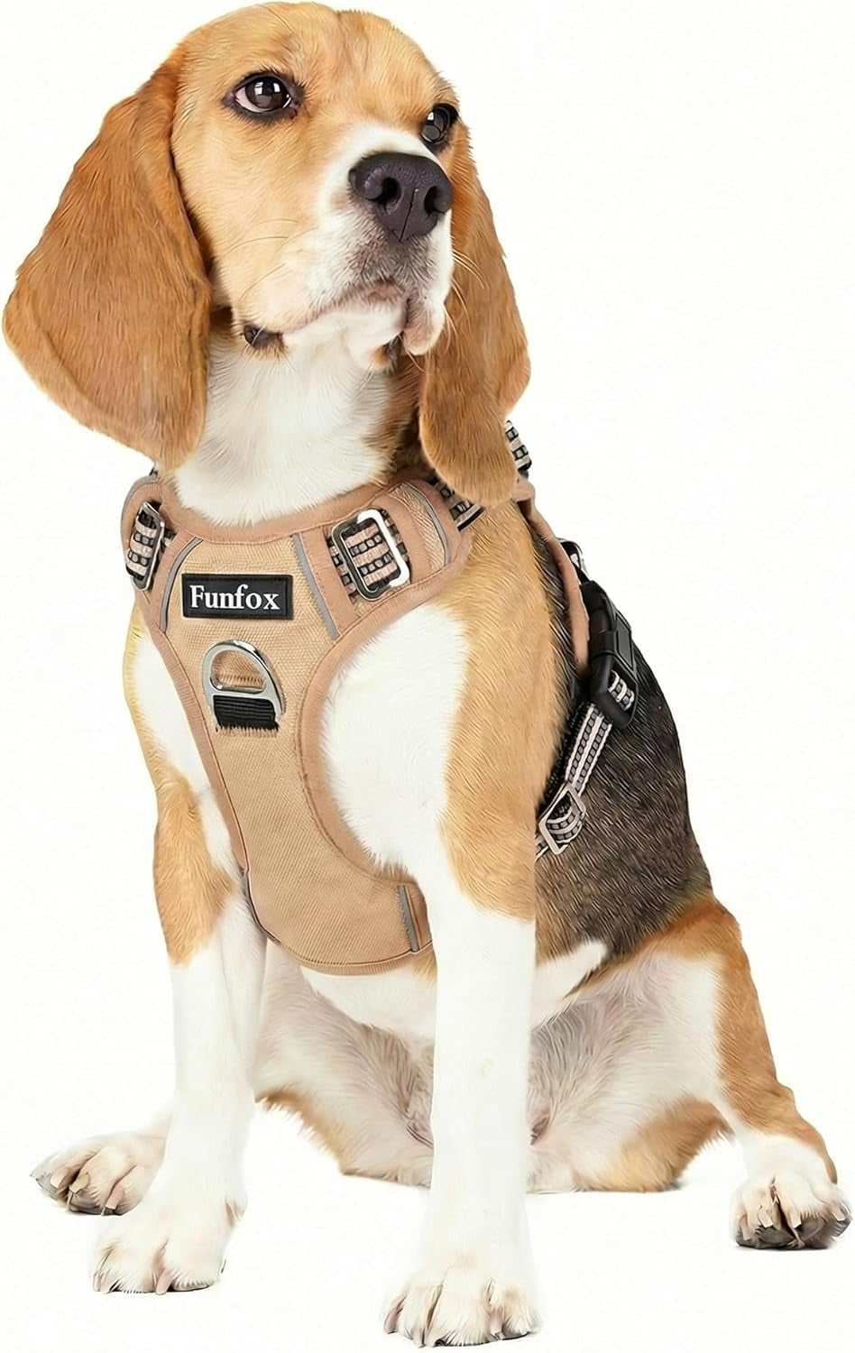 funfox-dog-harness-medium-sized-dog-vertical-handle-easy-control-no-pull-pet-vest-adjustable-with-2-leash-clips-soft-material-reflective-safe-night-walking-for-small-medium-large-breed-black-m