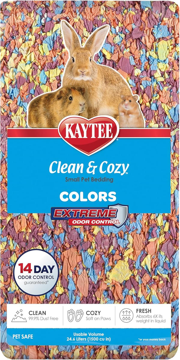 Kaytee Clean & Cozy Colors, Small Animal Bedding with Extreme Odor Control, Kaleidoscope, 24.6 Liters1