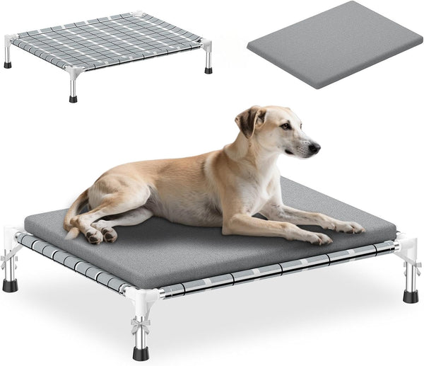 Elevated Dog Bed, Raised Cooling Lifted Dog Cot for Indoor & Outdoor | Cooling Breathable outside Portable Dog Hammock Bed for Small Pet ,Non-Slip Feet, Stainless Steel Frame8