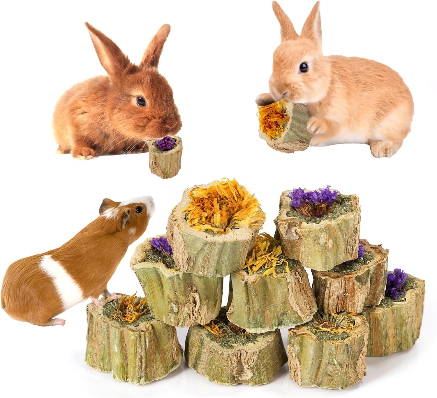 abizoo-rabbit-chew-toys-for-bunny-natural-papaya-wood-chew-treats-with-organic-alfalfa-hay-dried-carrot-apple-and-sweet-potato-for-rabbits-guinea-pigs-hamsters-chinchillas-gerbils3-5oz-100g