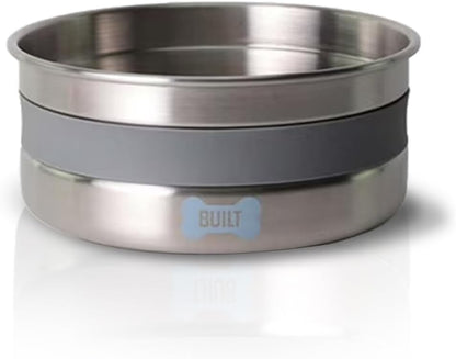 BUILT 38 Oz Dog Bowl - Non-Skid Pad & Soft Grip Ring - Double Wall Stainless Steel, Bpa-Free, Non-Porous & Rust-Resistant - Pet Food & Water Bowl for Dogs & Cats - Heavy Duty (Grey)1