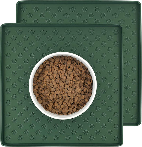 Ptlom Pet Placemat for Dog and Cat, Mat for Prevent Food and Water Overflow, Suitable for Small, Medium and Big Pet, 18" 12", Grey, Silicone47
