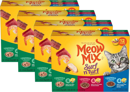 Meow Mix Poultry & Beef Favorites, Wet Food Variety Pack, 24 Cups19