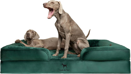 NOAH & PAW Large Dog Bed, 35X25X11 Inch, Orthopedic Dog Beds, Eggshell Memory Foam Infused with Cooling Gel, Inner Cover, Water Resistant, Machine Washable (Faux Leather)42