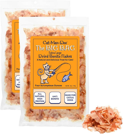 Cat-Man-Doo | Bonito Fish Flakes | 4Oz (2Pk) | Healthy, Single Ingredient, High Taurine, High Protein Cat Treat, Dog Treat, Food Topper, Premium Quality, Wild Caught Bonito1