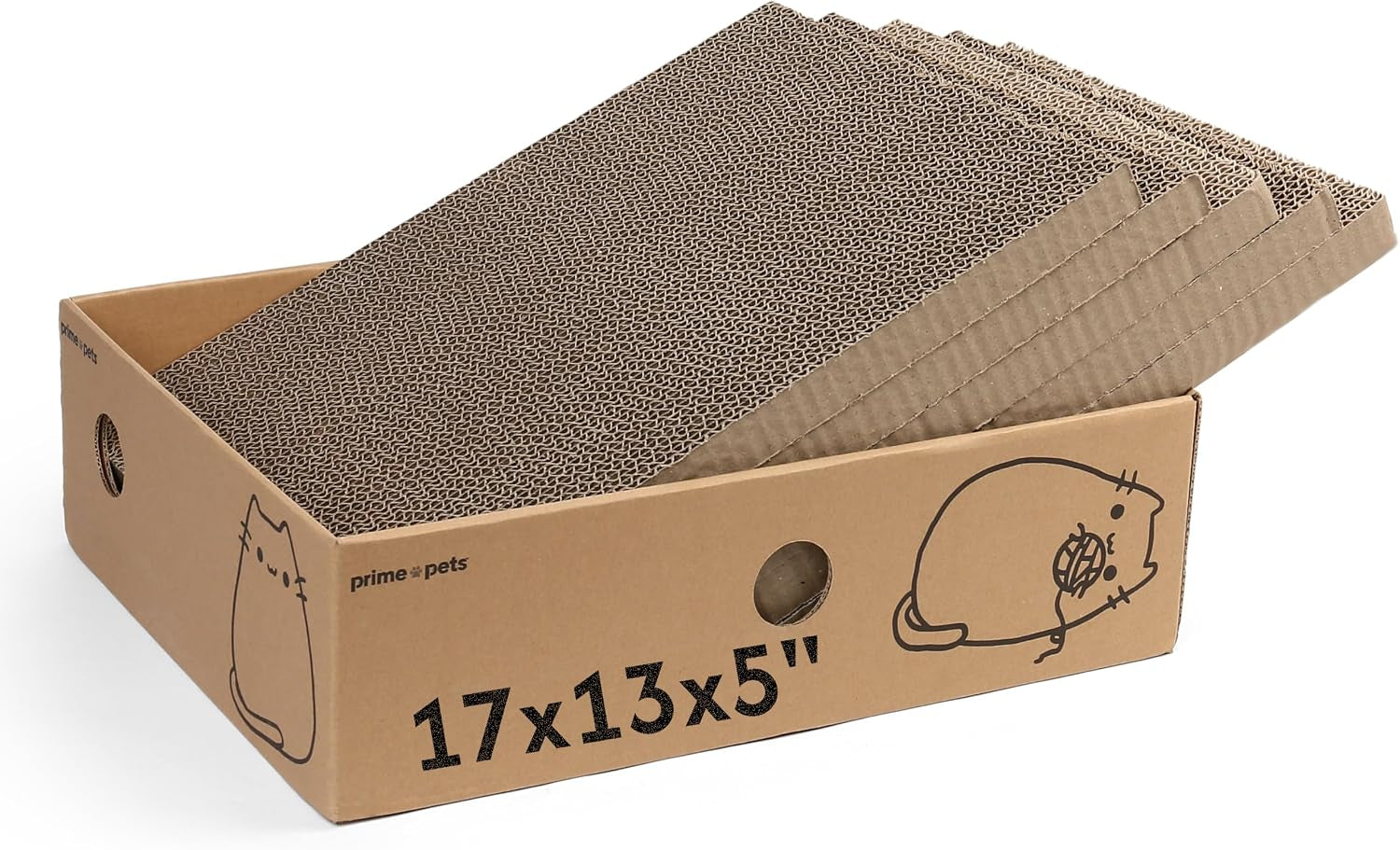 primepets-cardboard-cat-scratcher-box-xl-5-pack-pads-indoor-cats-bed-17x13x5-size-reversible-pads-smart-hole-design-catnip-included-low-mess-furniture-protection-multi-cat-friendly