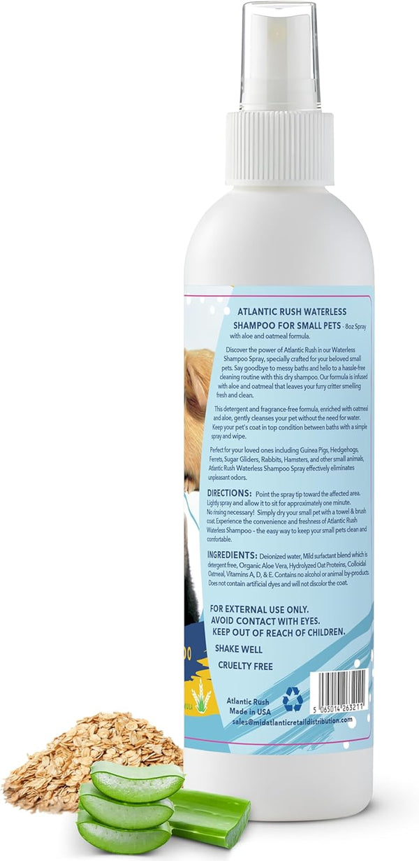 Waterless Shampoo for Small Critters - 8Oz Cruelty Free Dry Shampoo - No Rinse for Pet Ferrets, Guinea Pigs, Hedgehogs, Sugar Gliders, Rabbits & Hamsters (8 Oz, Fragrance Free)2