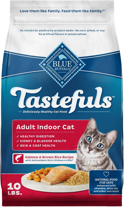 Blue Buffalo Tastefuls Chicken & Brown Rice Recipe Dry Indoor Cat Food for Adult Cats, Real Chicken First, Deliciously Healthy Natural Cat Food, Supports Digestive Care and Coat Health, 3 Lbs.17