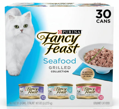 Purina Fancy Feast Seafood Grilled Collection gourmet cat food, 30 cans, no artificial preservatives8