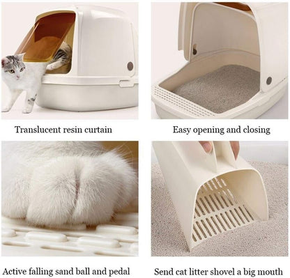 Dog Potty Training Toilet ﻿ Closed Cat Litter Basin Large Space Toilet Ears Fully Enclosed Sand Pot(S)5