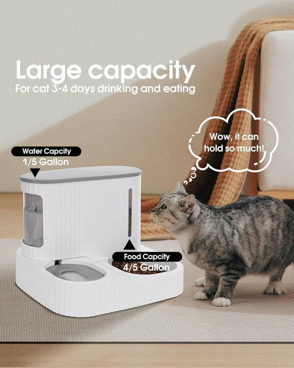 Cat Feeder and Water Dispenser,2 in 1 Gravity Automatic Bowl Auto Pet Dry Food Self Feeding Container Dishes Set for Dog Puppy Kitten Kit Set (Grey)5
