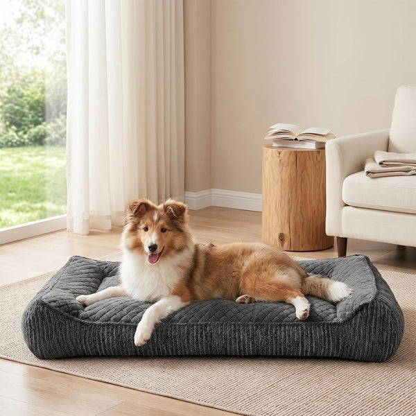 JOEJOY XL Orthopedic Dog Bed for Large Dogs, Extra Thick Foam Pet Bed Sofa | Bolster Sides, Large Sized Dog Couch Bed with Removable Washable Cover, Non-Slip Bottom, Grey (42"X30")14
