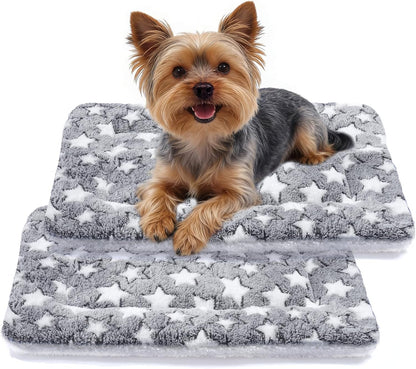 Mora Pets Cat Bed Dog Crate Pad Ultra Soft Pet Bed with Cute Star Print Washable Crate Mat for Small Dogs and Indoor Cats Reversible Fleece Dog Kennel Pad Cat Carrier Mat 14 X 17.5 Inch Grey15