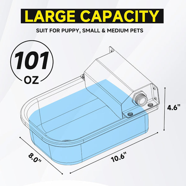 Automatic Water Dispenser for Dogs, 3L /101 Oz 304 Stainless Steel Dog Water Feeder, Auto-Fill Large Waterer for Pets & Livestock, Outdoor Dog Water Bowl, Wide Mouth, Anti-Tip, Easy to Clean5