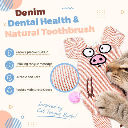 Cat Toys for Indoor Cats, 2 PCS 8000Mg A+Natural Catnip Silvervine Crinkle Interactive Cat Toy Pig with Bell Elastic Tail, Baby-Grade Plush Chew Toy for Teeth Cleaning, Cat Kickers for Boredom3