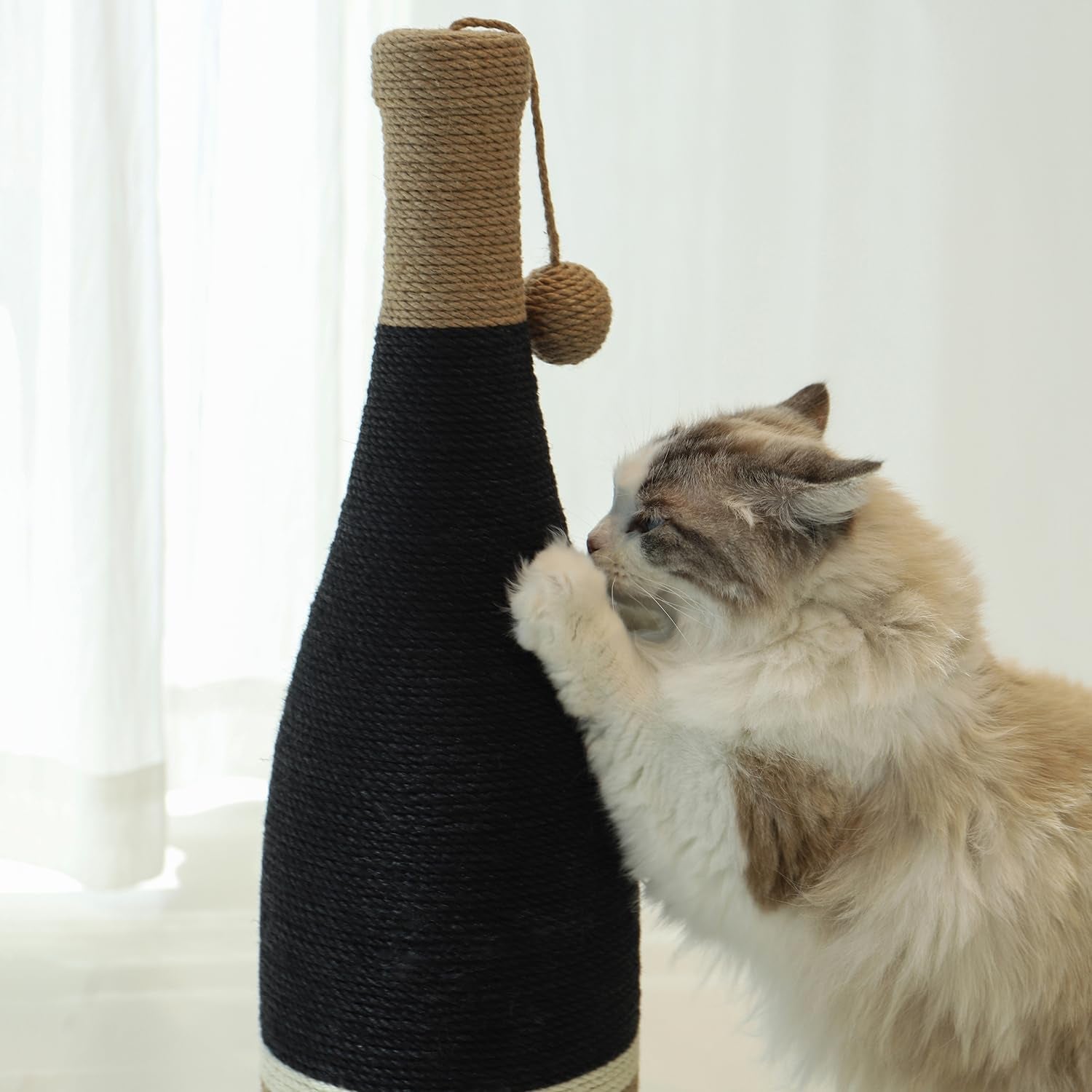 cat-scratching-post-premium-cat-scratching-board-sisal-fiber-cat-scratcher-24-8-inches-with-hanging-ball-red-wine-bottle-simple-design-suitable-indoor-small-and-medium-cats-24-8-in-wooden-base