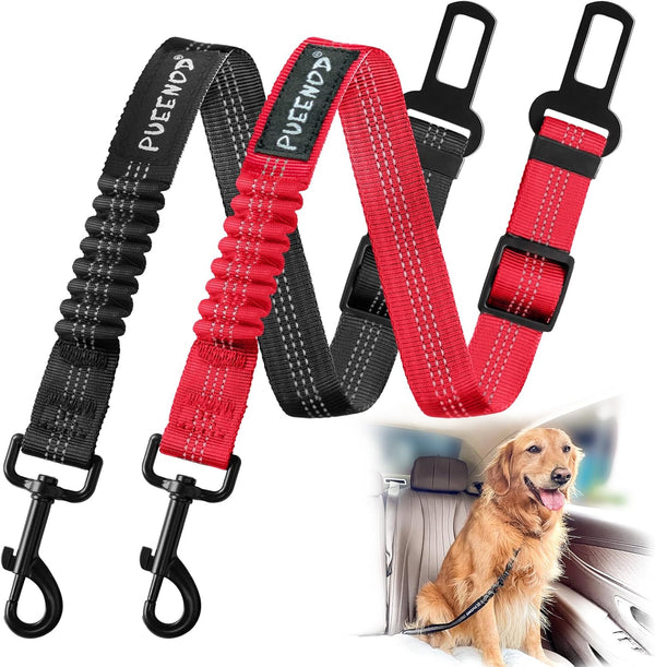 2 Pack Dog Seat Belt Adjustable Dog Car Seatbelts for Vehicle Nylon Pet Safety Seat Belt with Elastic Bungee Buffer Reflective & Durable Car Harness for Dogs9