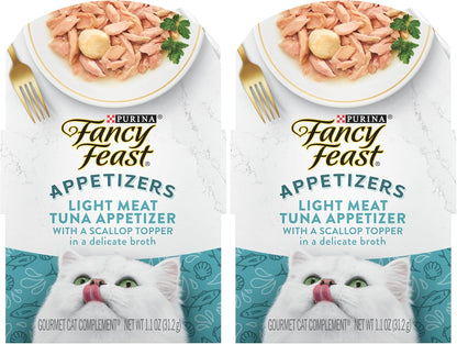 Purina Fancy Feast Appetizers, Tuna with Scallop Topper, 1.1 Oz, 10-Pack9