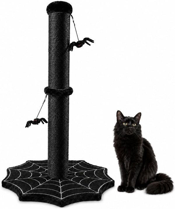 Gothic Cat Scratching Post with Spider Toys for Indoor Cats | Halloween Sisal Scratcher｜Goth Tree Tower｜Cobweb Base｜Spooky Furniture｜Interactive Dangling Toy｜Activity Kitty Play Center9