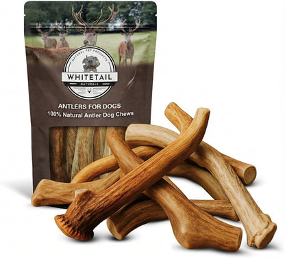 Whitetail Naturals Whole Deer Antlers for Dogs, 1 Lb Bulk Pack, 4-5 Ct | for Medium & Large Aggressive Chewers - Naturally Shed - Wild Sourced - Grade a - Long Lasting - Crafted in USA1