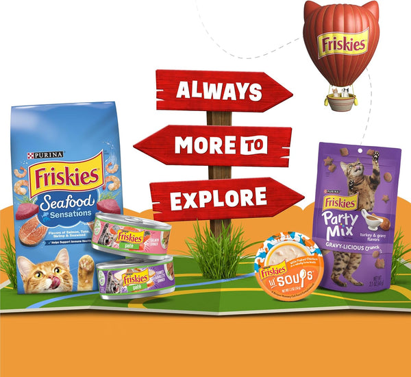 Purina Friskies Natural, Grain Free Wet Cat Food Lickable Cat Treats, Lil' Soups Flaked Chicken - (Pack of 8) 1.2 Oz. Tubs8