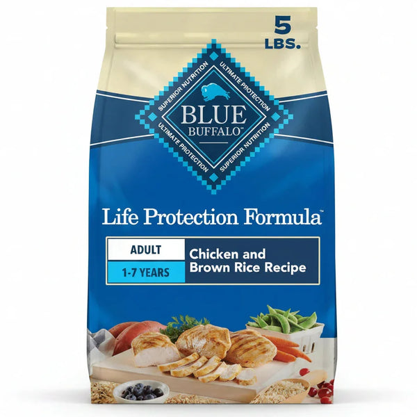 Blue Buffalo Life Protection Formula Adult Dog Food, Chicken & Brown Rice, 5 lbs for 1-7 Years1