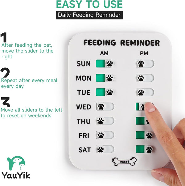 YAUYIK Dog Feeding Reminder, Magnetic Reminder Sticker, AM/PM Daily Indication Chart Feed Your Pets, Fridge Magnets and Double Sided Tape, Helps You to Track Pet Feeding & Medication (White)6