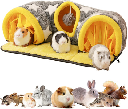 Avont Guinea Pig Tunnel, Small Animal Hideaway Tube Toy | Cozy Plush Tunnel for Guinea Pigs and Small Pets with Non-Slip Bottom and 2-In-1 Design in Medium Size Starry1